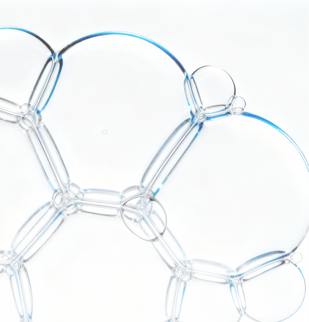 Abstract bubble-like lipid matrix showcasing Cholesterol and Fatty Acids used in COSRX’s barrier-supporting formula; highlighting how these essential lipids contribute to barrier repair, improve elasticity and resilience, and enhance overall skin smoothness and bounce for a stronger, healthier complexion.
